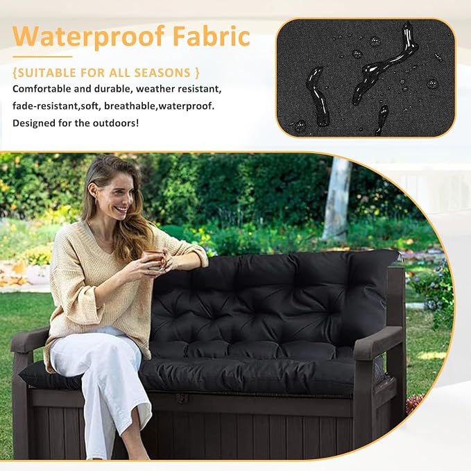 Swing Replacement Cushions for Outdoor: 2-3 Seater Waterproof Porch Bench - Image 6