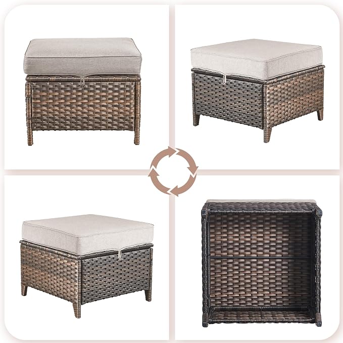 Patio Ottoman Outdoor Wicker Side Table - Image 6