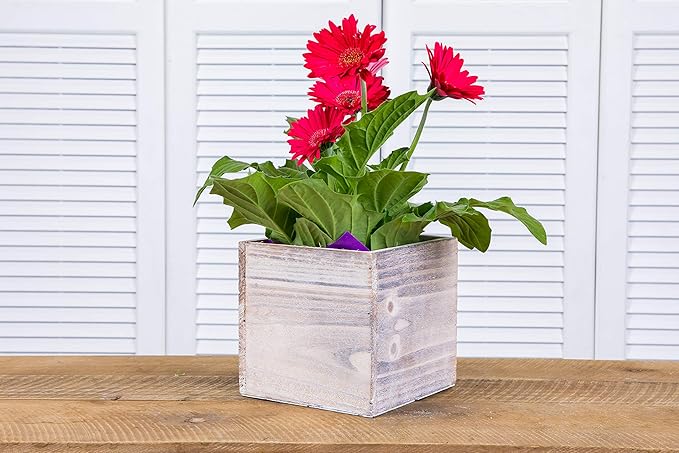 Wooden Planter Box l Rustic Barn Whitewash - Image 3