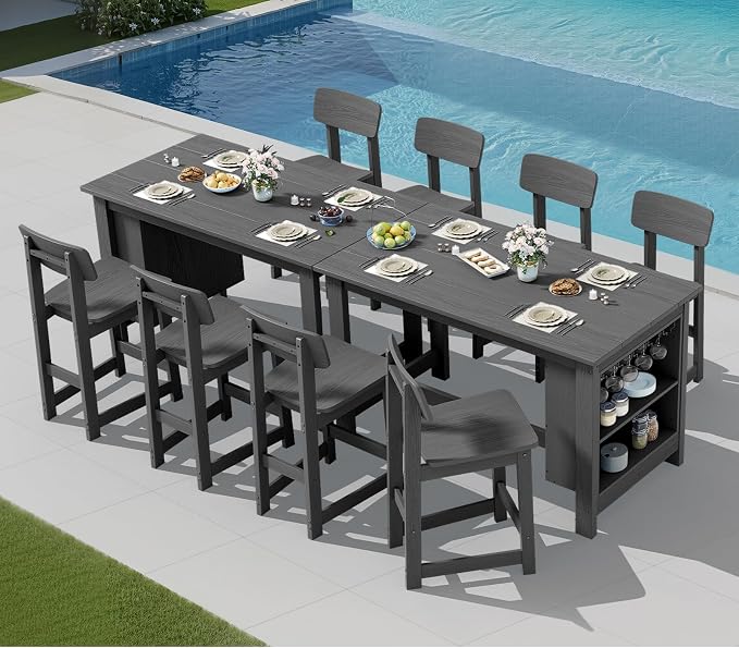 SERWALL 10-Piece HDPE Counter Height Dining Table Sets - Image 7