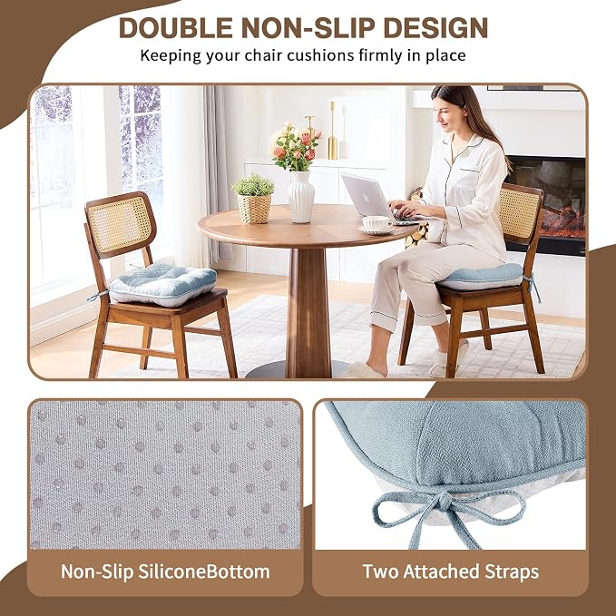 BETU Chair Cushions for Dining Chairs Set of 2, 3.5" Thick Kitchen Table Chair - Image 4
