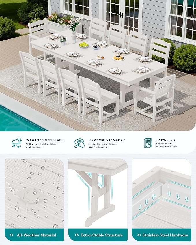 SERWALL 11 Piece Outdoor Dining Set - Image 4