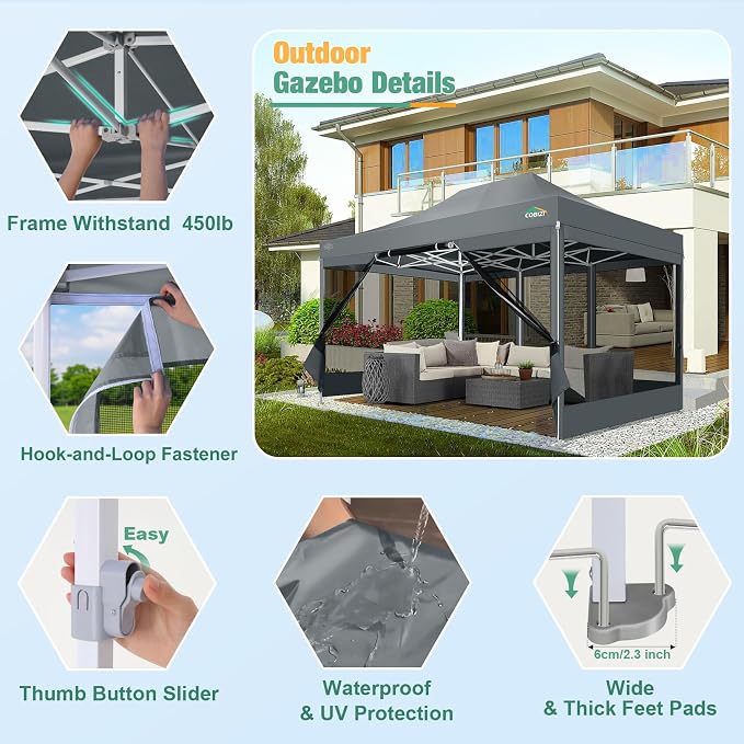COBIZI 10x15 Heavy Duty Pop-Up Canopy Tent - Image 2