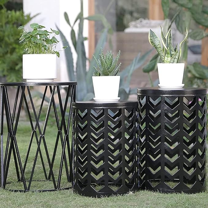 Nesting Round Metal Indoor Coffee End Tables - Image 5