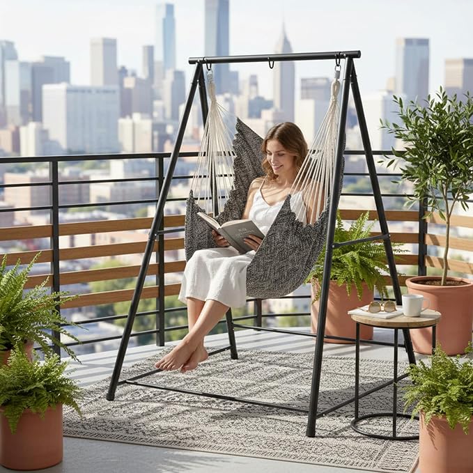 ONCLOUD 660LBS Heavy Duty Hammock Chair Stand, Universal Hanging Chair Stand - Image 2