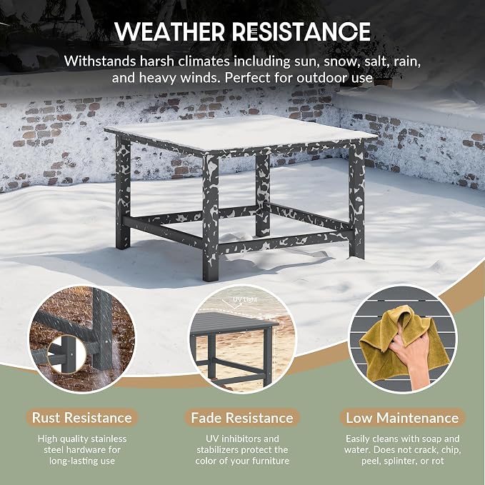 WestinTrends Malibu Low Outdoor HDPE Square Patio Coffee Table - Image 4