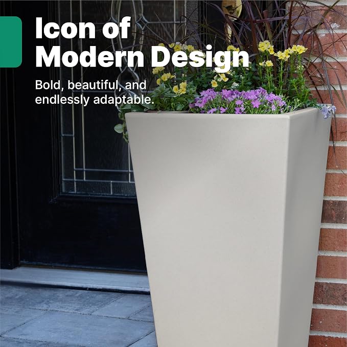 Step2 Tremont Tall Square Tapered Planter, Indoor/Outdoor Plants, Efficient - Image 2