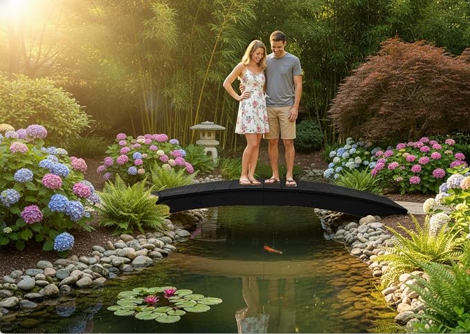 8 FT Black Amish Made Pinewood Heavy Duty Garden Bridge - Image 4