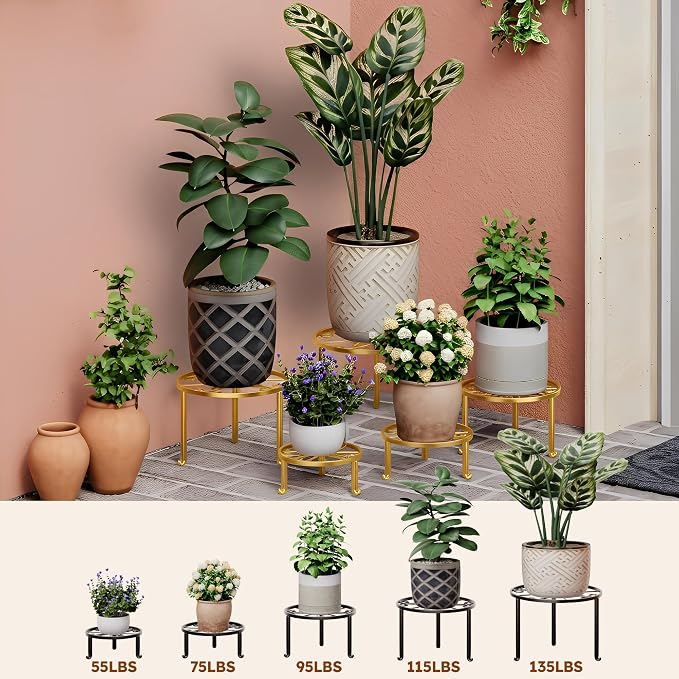 5 Pack Metal Plant Stand Home Flower Stand Shelf - Image 3