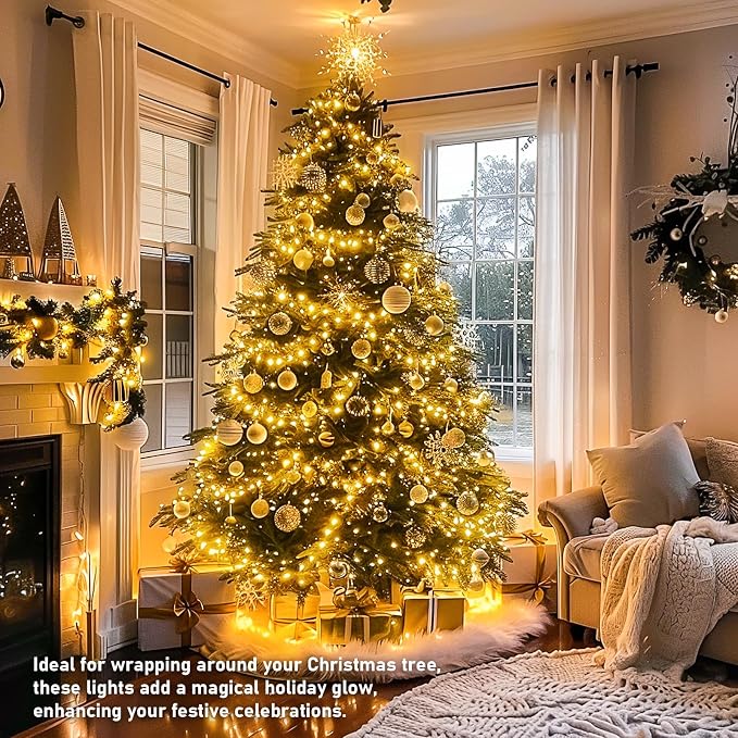 JMEXSUSS 150 LED Christmas Lights Indoor Plug in, Connectable Warm White - Image 3
