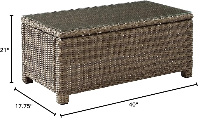 Crosley Furniture Bradenton All Weather Rattan Wicker Outdoor Coffee Table - Image 8