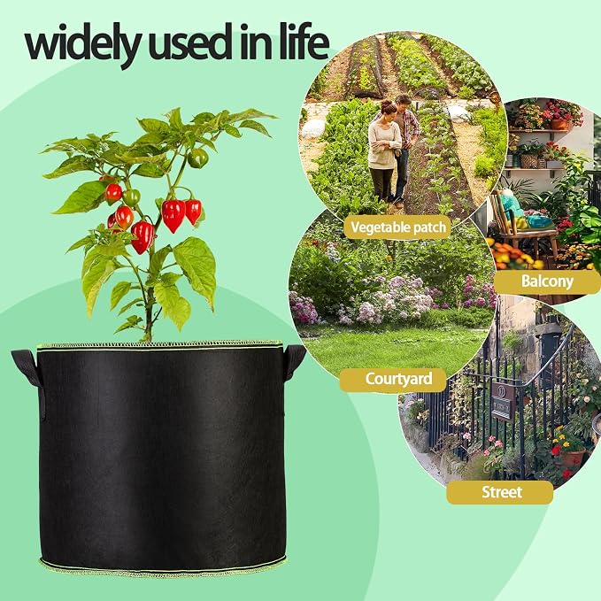 3-Pack 15 Gallon Plant Grow Bags, Thickened Nonwoven Fabric Pots - Image 7