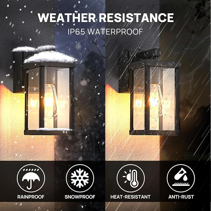 Dusk to Dawn Porch Lights with GFCI Outlets Waterproof Outdoor Wall Lights - Image 6