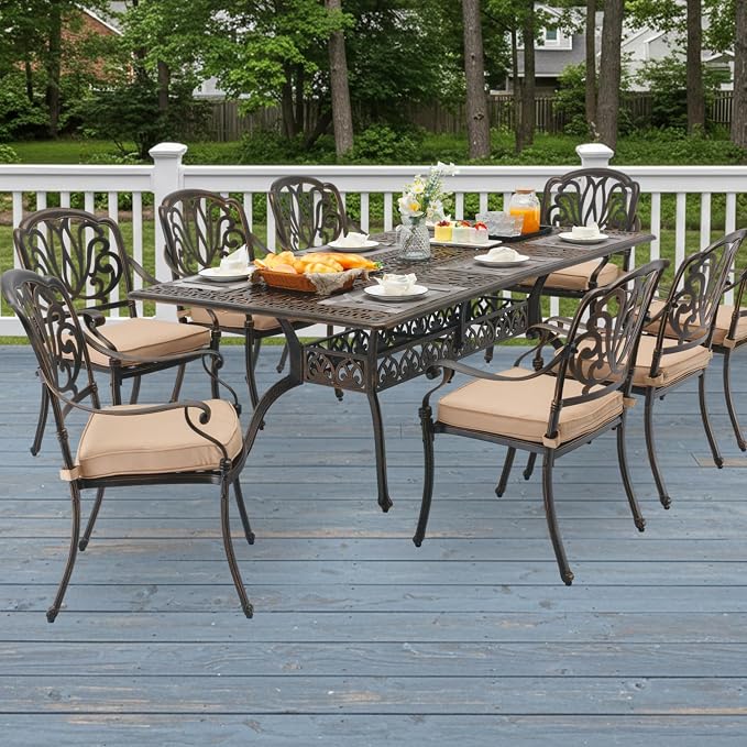 9-Piece Cast Aluminum Patio Furniture, Outdoor Dining Sets - Image 2