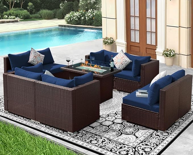 NICESOUL 9 Piece Patio Sectional Sofa Set - Image 3