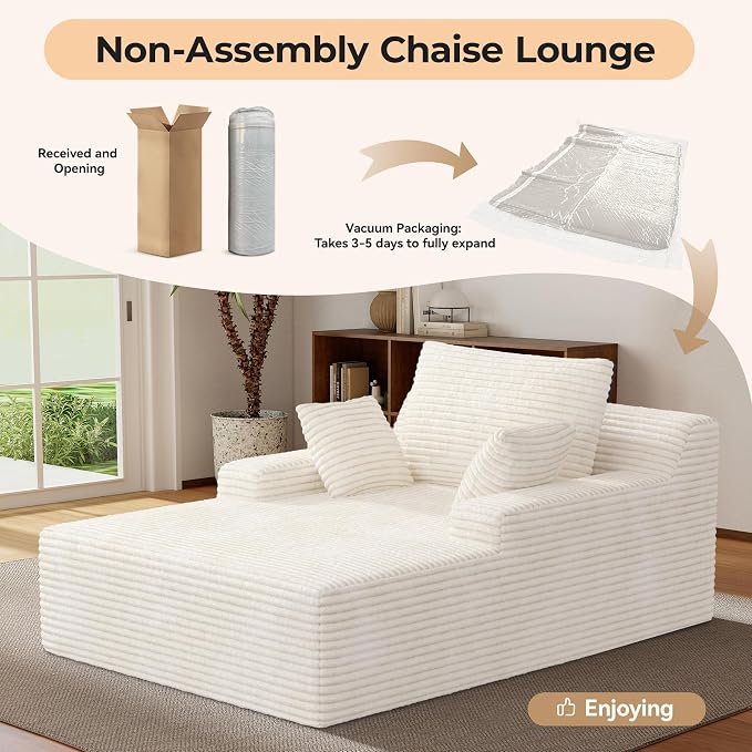 51'' Oversized Chaise Lounge Chair Indoor, Non-Assembly Deep Seat Sofa Bed - Image 5