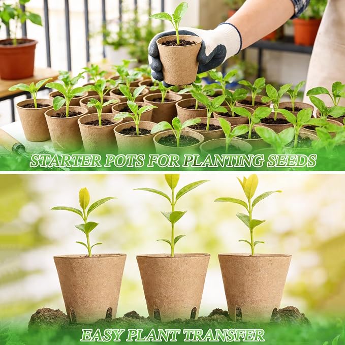 120 Pcs Round Peat Pots 2.4"+3.14"+4" Plant Starter Nursery Pot - Image 5