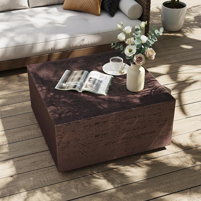 UPHA Outdoor Square Coffee Table, Small Modern Minimalist Accent Tables - Image 7