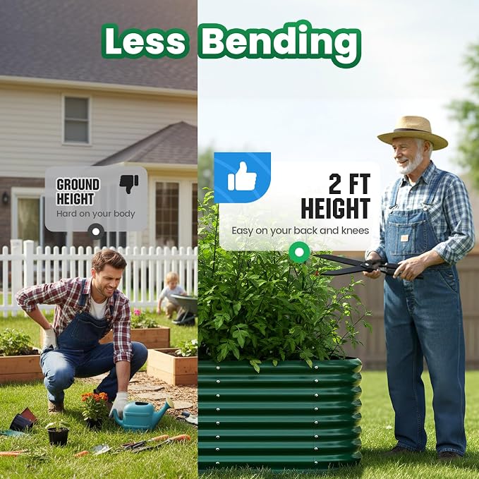 Quictent Galvanized Raised Garden Bed Kit, Strengthened by Crossbar, Dark Green - Image 3