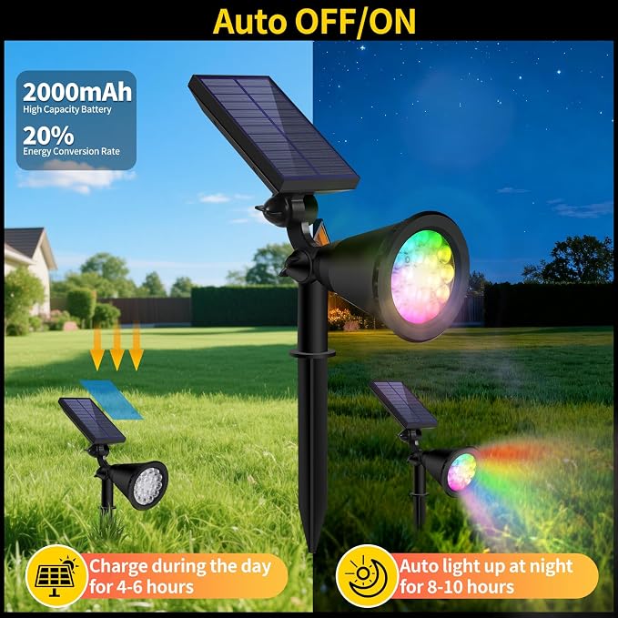 Solar Spot Lights Outdoor Waterproof, 18 LED Solar Powered Landscape Lighting - Image 3
