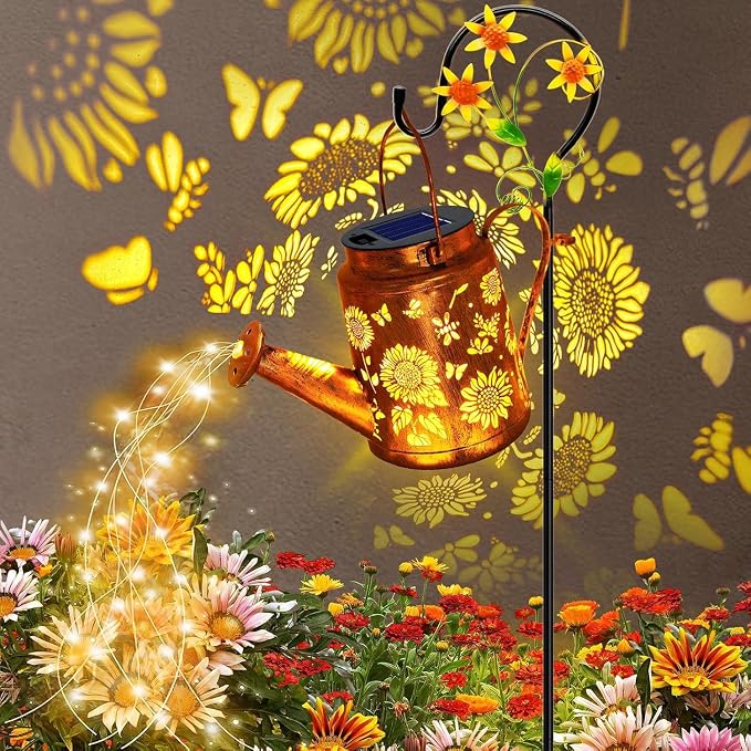 Solar Lanterns Outdoor, Sunflower Watering Can lights, Waterproof Hanging - Image 3