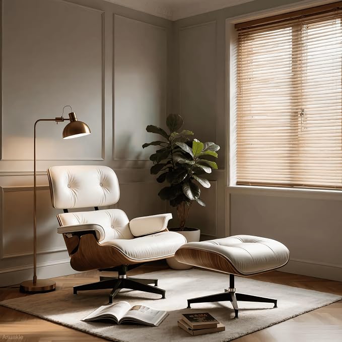 Top Grain Leather, Mid Century Chaise Lounge Chair and Ottoman, Reading Chair - Image 5