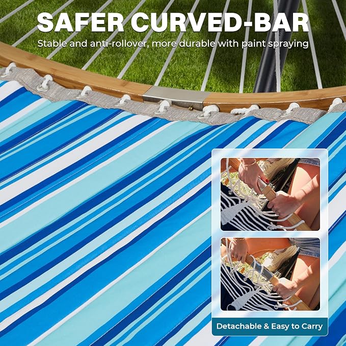 SUPERJARE Hammock with Stand, 2 Person Heavy Duty Hammock with Padded Cotton - Image 7