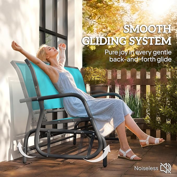 Outsunny 3-Person Patio Glider Bench, Outdoor Porch Glider Swing - Image 4