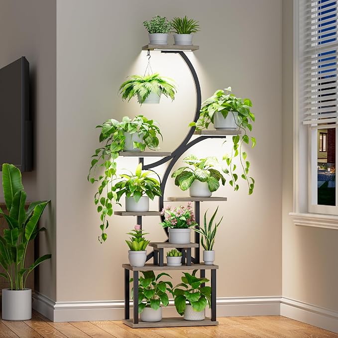 Plant Stand Indoor with Grow Lights by BACEKOLL
