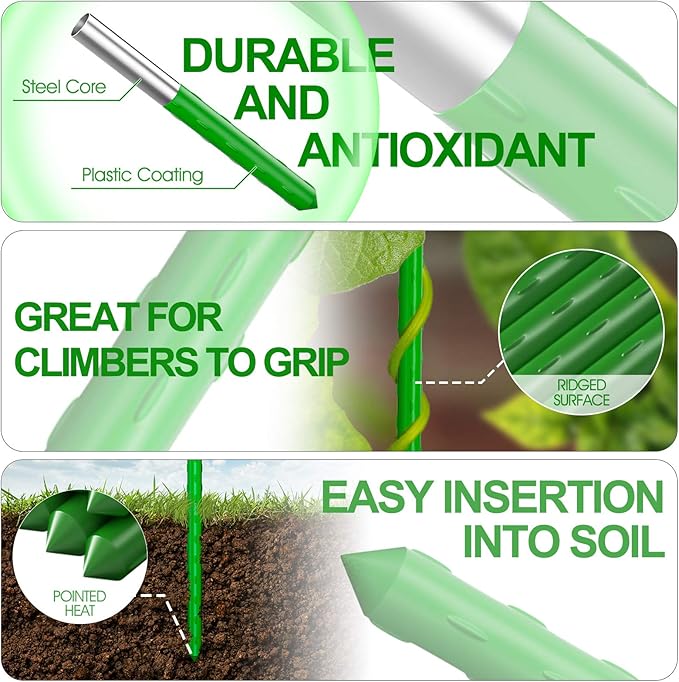 WAENLIR Garden Stakes 57 inch 4.8ft Sturdy Tomato Stakes, Plant Stakes - Image 4
