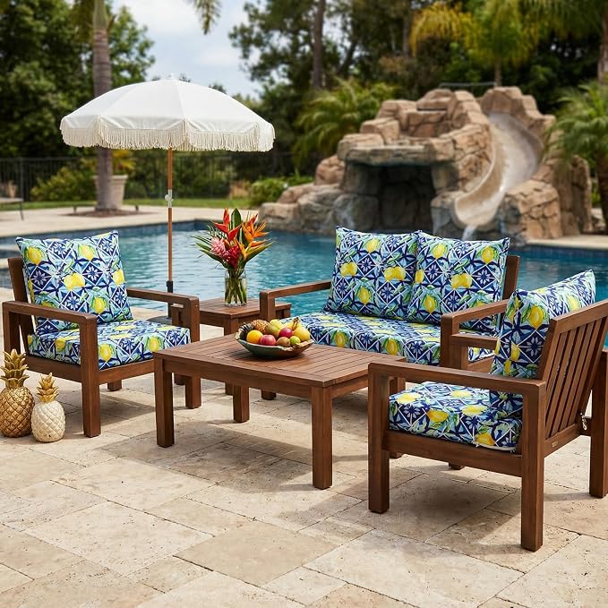 Hoteam 4 Set Outdoor Chair Patio Cushions 20 x 20 Inch Deep Seat Waterproof - Image 6