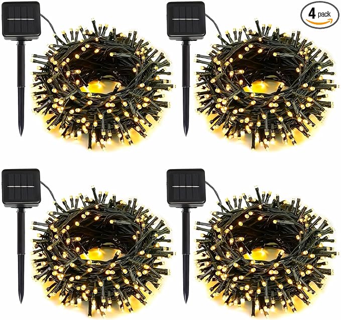 4 Pack Solar String Lights Outdoor, 400 LED Extra-Long 156Ft Solar Lights by SyouHome