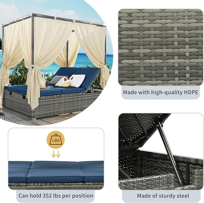 Outdoor Daybed Patio Lounge Bed - Image 2