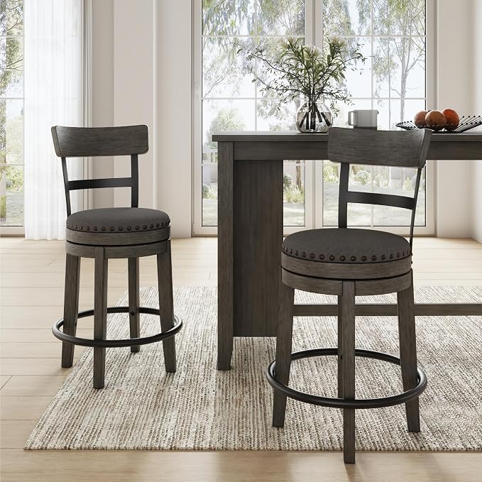 Signature Design by Ashley Caitbrook | Farmhouse Swivel 24" Counter Height - Image 2