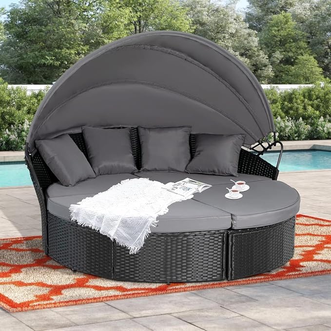 SUNCROWN Outdoor Patio Round Daybed by HOME