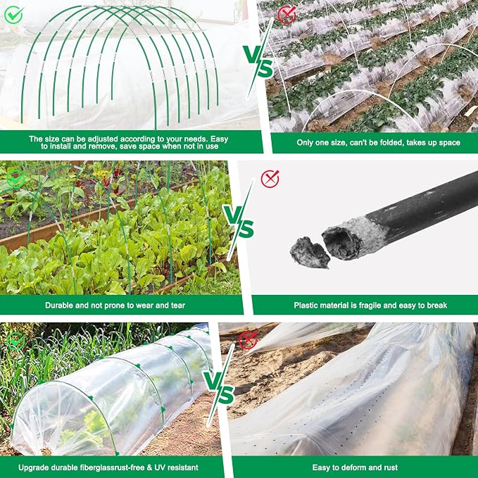 Greenhouse Hoops Grow Tunnel, 6 Sets of 8FT Long Garden Hoops - Image 6