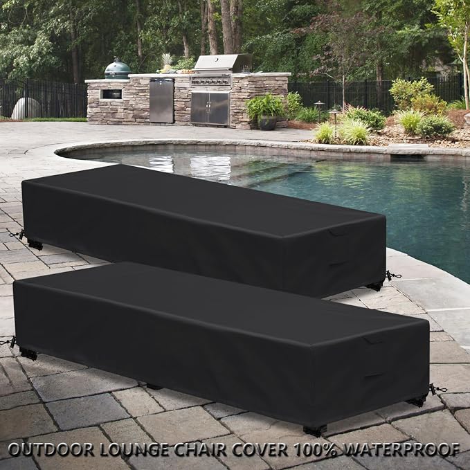 Waterproof Patio Lounge Chair Cover 1 Pack Outdoor Chaise Lounge Covers 600D - Image 3