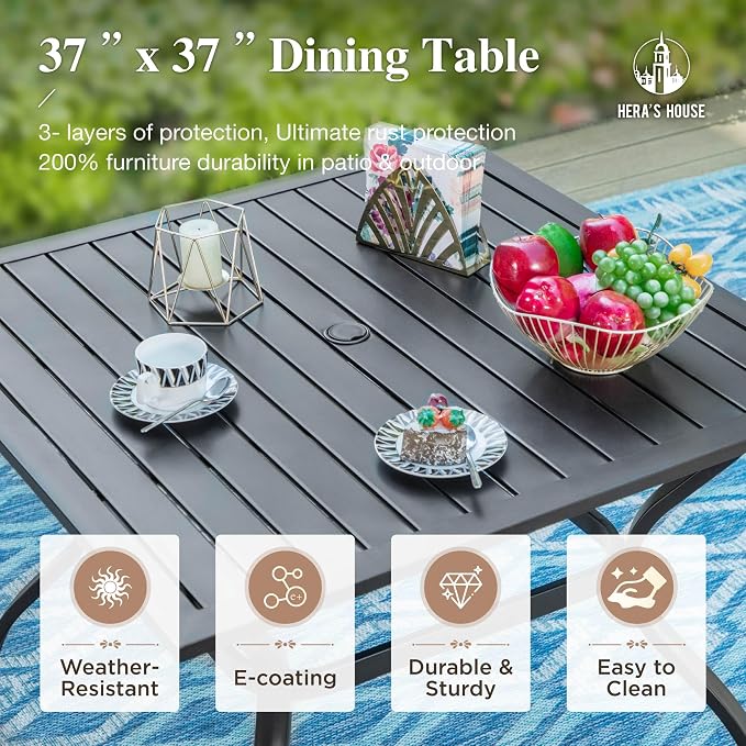 HERA'S HOUSE Outdoor Dining Set 5-Piece, 4 PE Wicker Patio Chair - Image 8