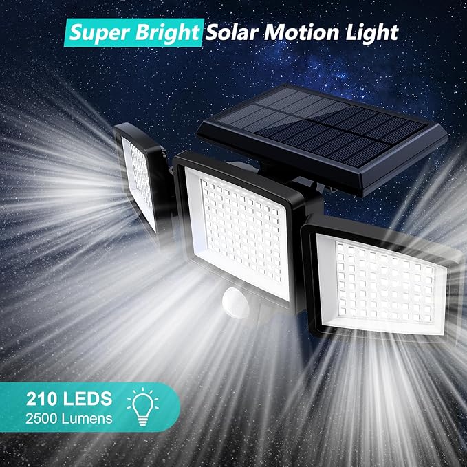 Tuffenough Solar Outdoor Lights 2500LM 210 LED Security Lights - Image 2