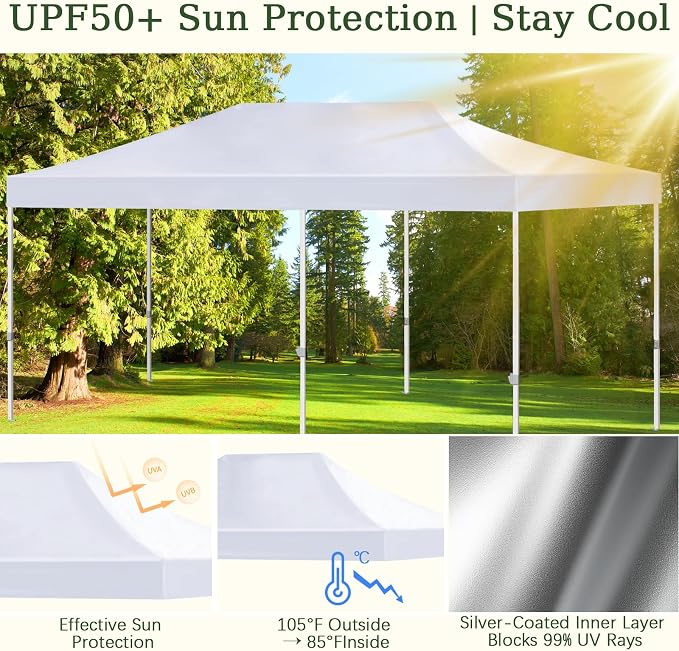 LIUJIAYI Pop Up Canopy Replacement Top, 10x20 Heavy Duty 500D UV Protection - Image 3