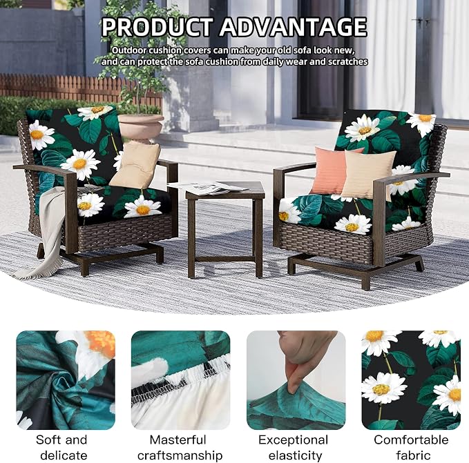 8Pcs Outdoor Cushion Covers, Patio Cushion Covers, Stretch Elastic Slipcovers - Image 2