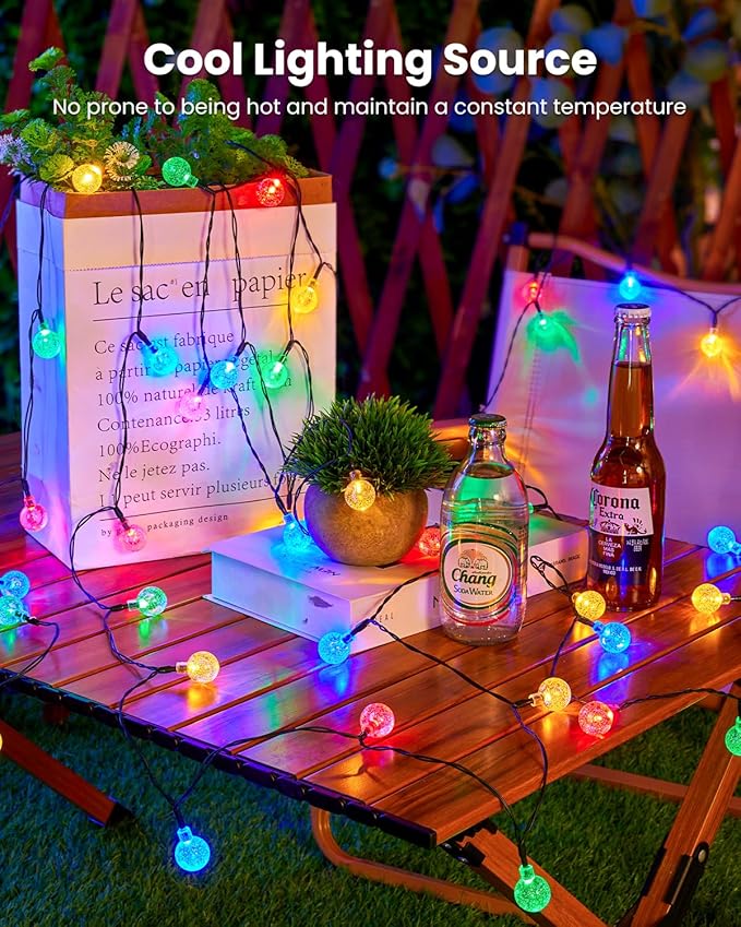 Brightown Solar String Lights Outdoor Waterproof, Solar Powered Globe Patio - Image 3