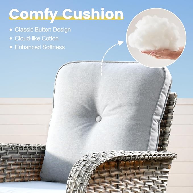 Outdoor Sectional Patio Furniture Set, 8 Pieces Wicker Conversation Sets L - Image 8