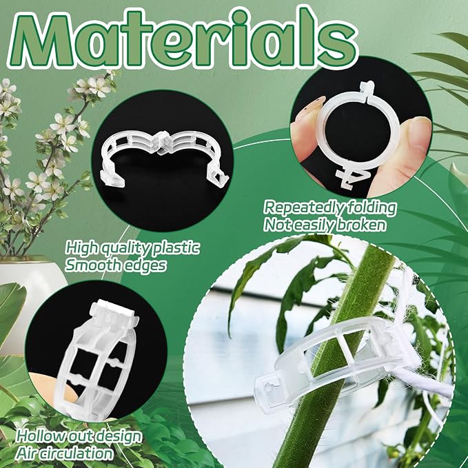 OJYUDD 400 Pcs White Plant Support Garden Clips, Plastic Tomato Vine Clips - Image 3