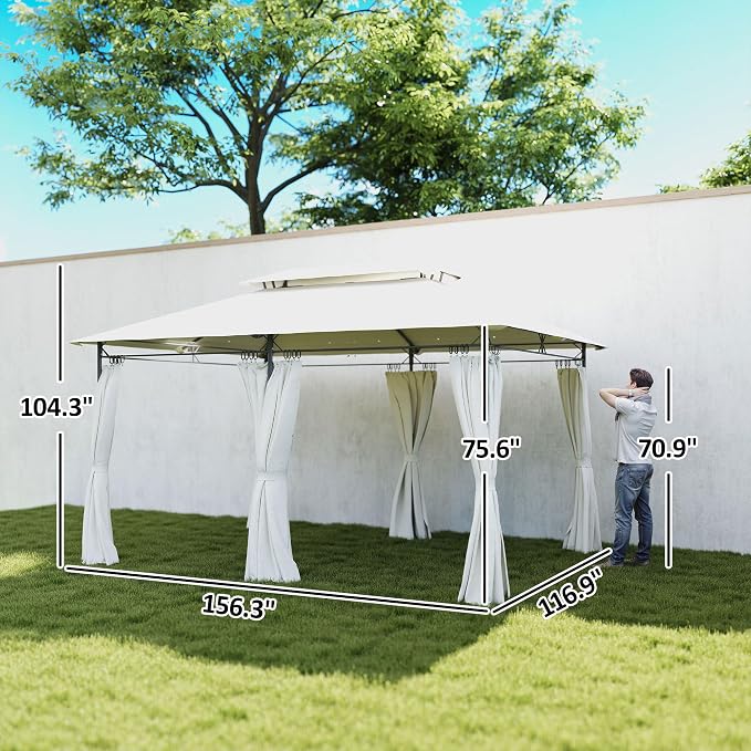 Outsunny 10' x 13' Patio Gazebo, Double Roof Outdoor Gazebo Canopy Shelter - Image 7