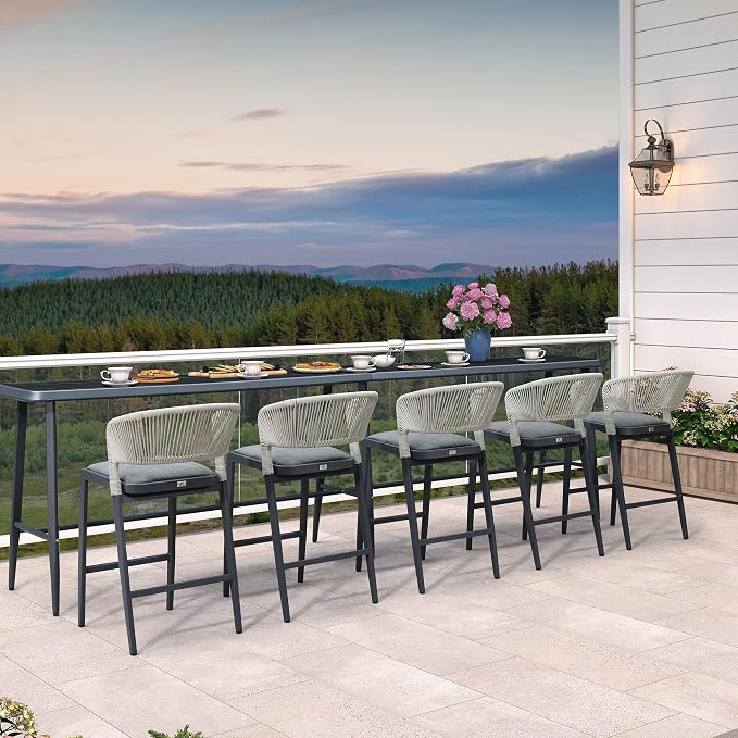 PURPLE LEAF Outdoor High Bar Table Extra-Long Rectangular Patio Pub Balcony - Image 2