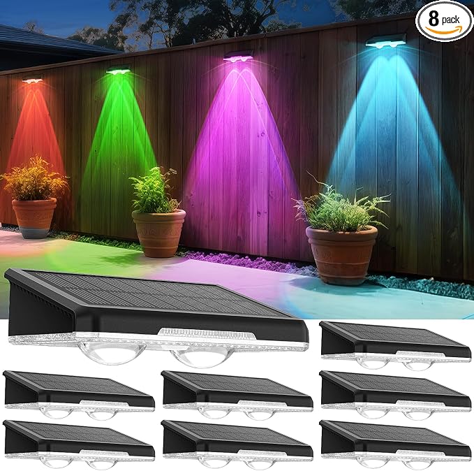 Solar Fence Lights Outdoor 8 Pack by APILAB