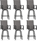 PHI VILLA Outdoor Swivel Bar Stools Set of 6, Bar Height Patio Bar Stools & by PHIVILLAThepioneerofcomfortablehouseholdsupplies