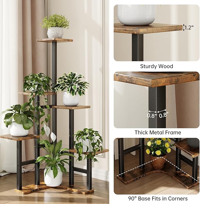 Corner Plant Stand Indoor, 6 Tiered Corner Plant Shelf Flower Stand - Image 4