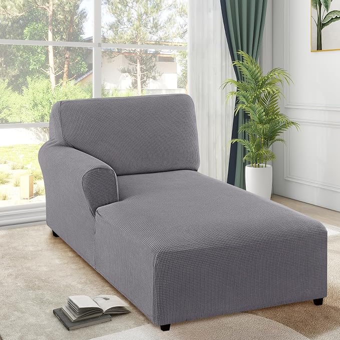 FantasDecor Left Chaise Lounge Cover Stretch Chair Lattice Slipcover - Image 2